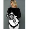 3D Positioning Printing Street Hipster V-neck Irregular Hem Loose T-shirt