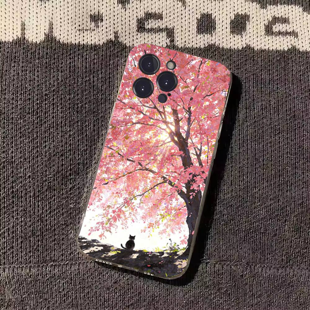 

Pink Sakura Phone Case for iPhone 11Pro 13 12 11 Pro Max 16e 17 Air 16 15 14 Plus 11ProMax iPhone16