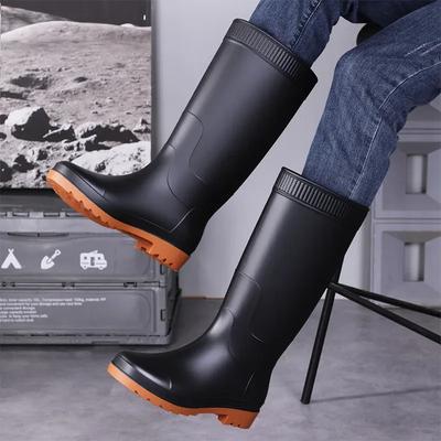 Bottes de pluie tendance pour homme, tube long, antidérapantes, imperméables, résistantes à l'usure, pour pêche en extérieur, lavage de voiture, semelles épaisses
