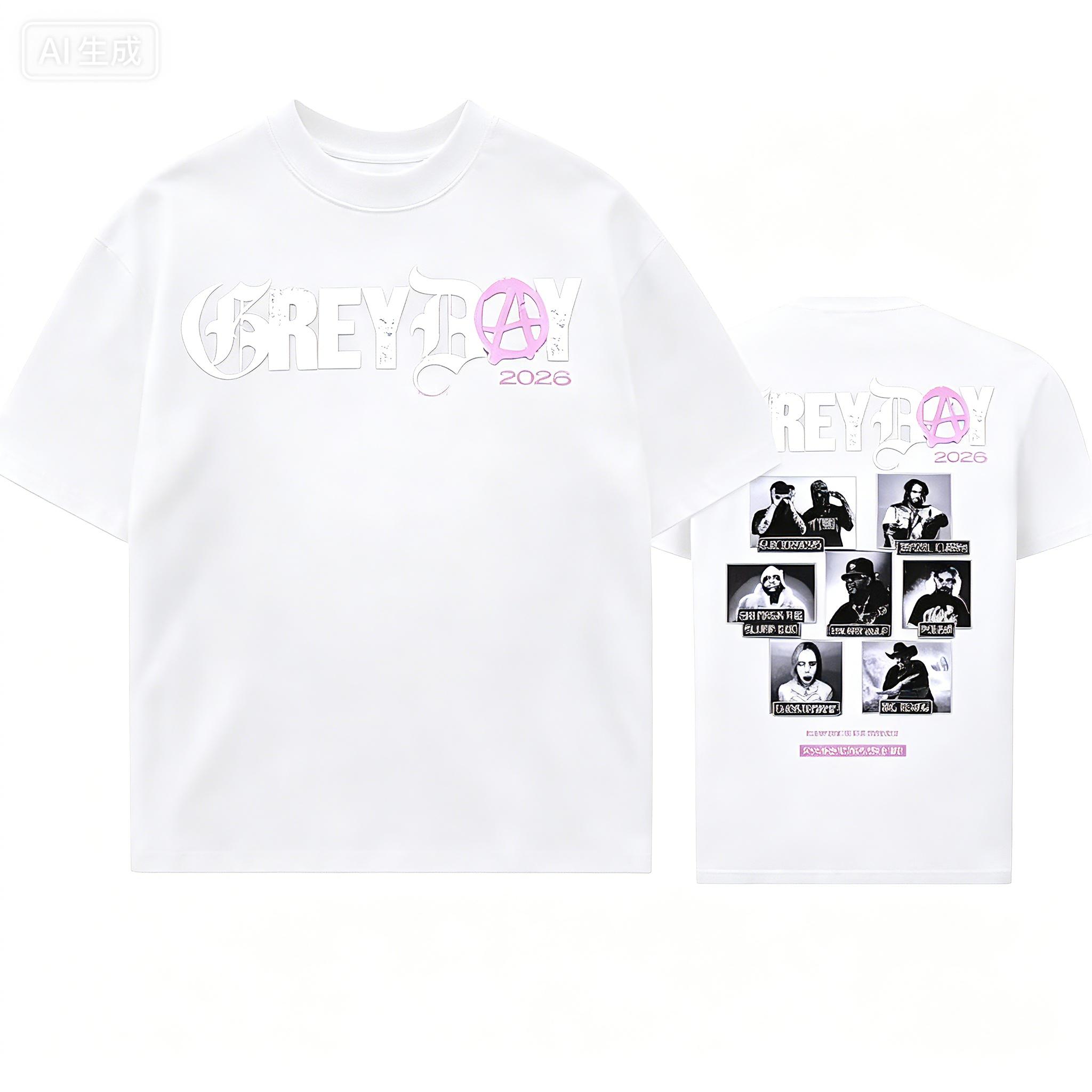 

Grey Day 2026 V1 Tour Shirt Summer Unisexs Pure Cotton Tshirt Comfortable HighQuality Inspired By Y2K S