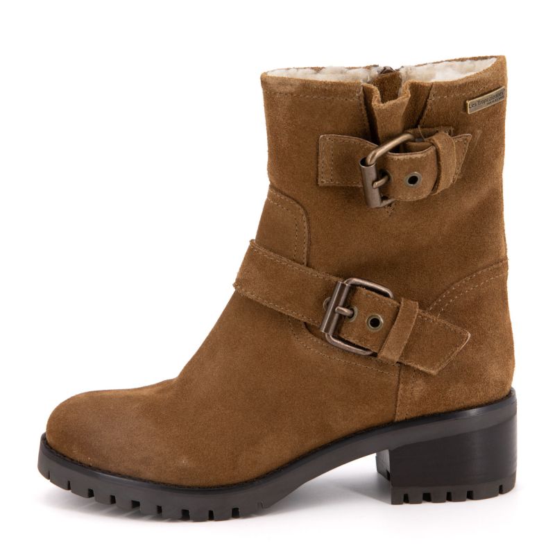 Bottines Lynette style motard camel en cuir Femme LES TROPEZIENNES PAR M.BELARBI