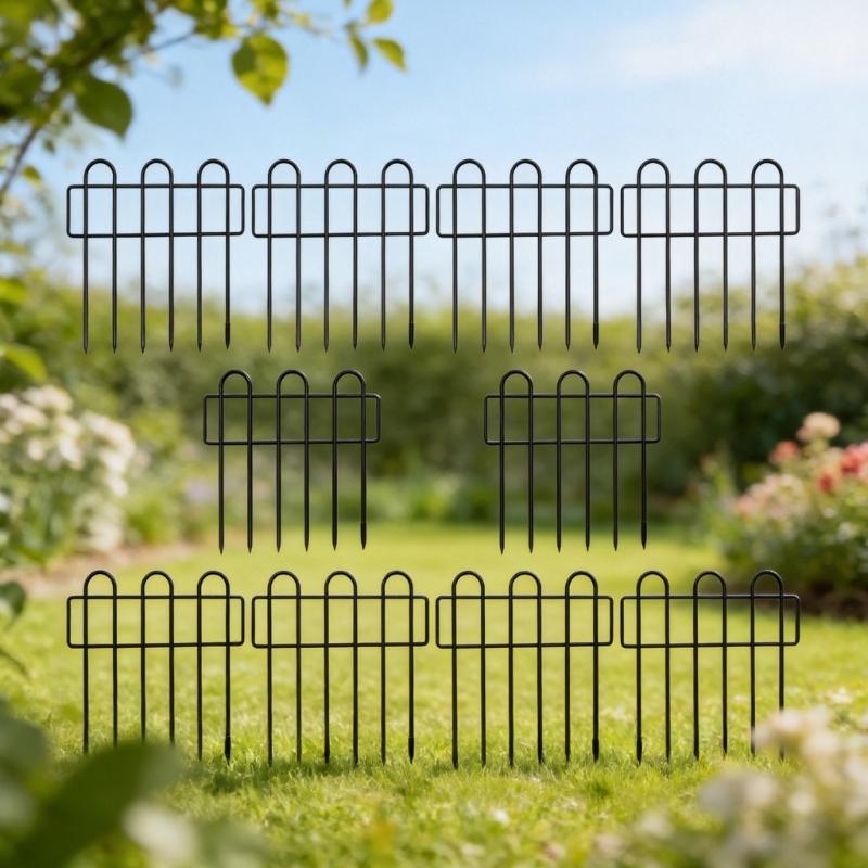 10Pcs Metal Garden Fences 13x24Inch Square Flower Edging Wire Border Panel Fencing Animal Barrier Fence for Patio Yard