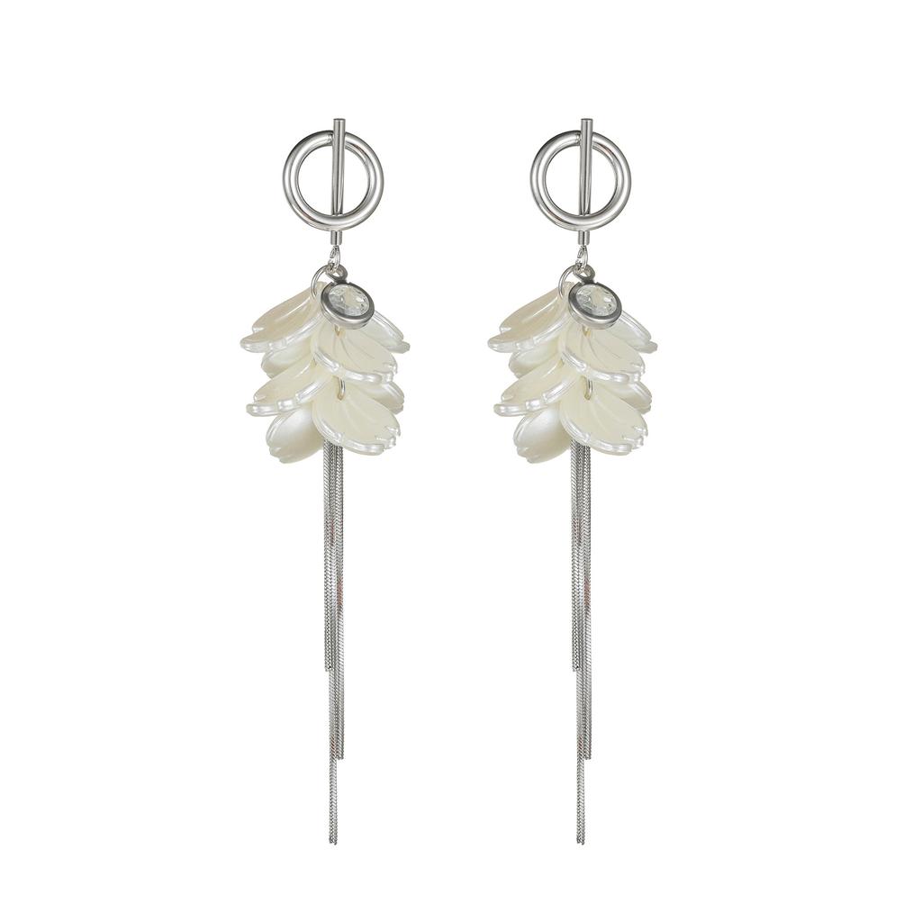 Atoztide Trendy Multiple Style Imitation Pearl Tassel Earring for Women Stainless Steel Elegant Temperament Earring Jewelry Gift