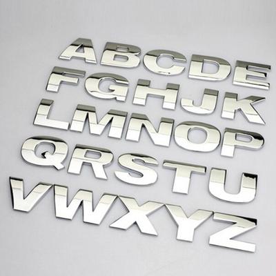3D Metal Alfabe Gümüş Rozet Krom Gümüş Harfler Sayılar Logo Araba Çıkartmaları Otomobil Çıkartmaları