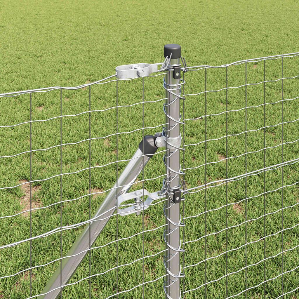 Fence Post Set 2 Pcs Silver 110 Cm Powder Coated Steel