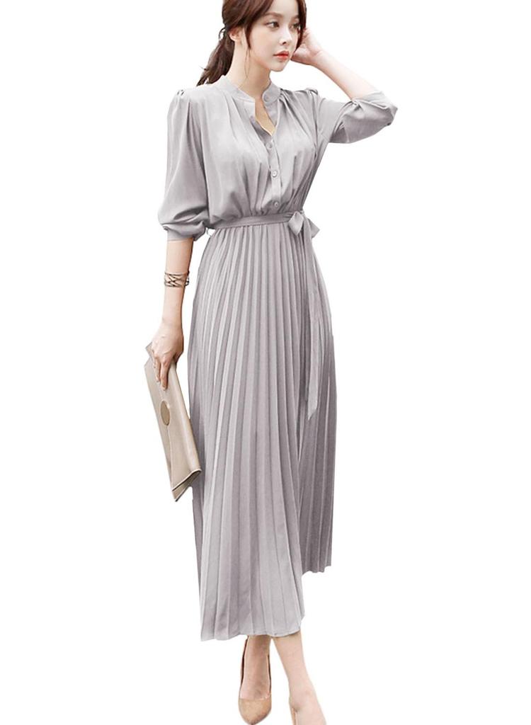 Sueeya Pleated Shirt Dress with Elastic and and Elegant Design for and Perfect for and Women's Waist, Ribbon, Tucks. Cute, Slimming, Stylish,