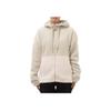 adidas Color Block Loose Fit Zip Up Hooded Drawstring Fleece Jacket Women Jackets Beige IK9863