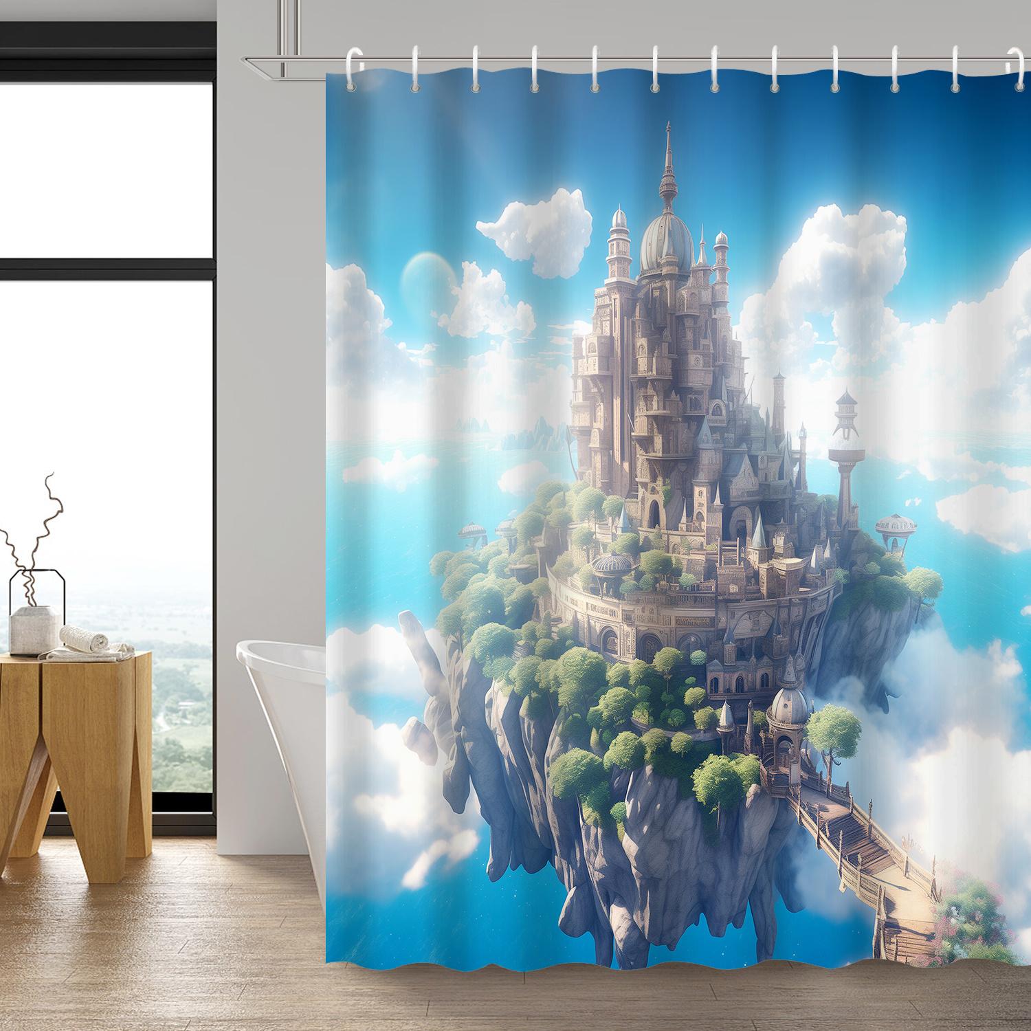 

Fantasy Floating Castle Waterproof Shower Curtain For Modern Bathroom Decor, Stylish And Durable, Perfect For Home Use W60H190(CM)-1 Pcs