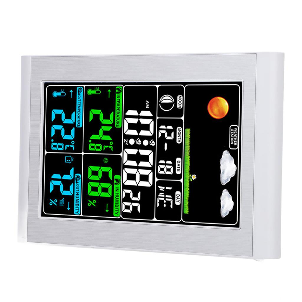 Weather Clock Wall Digital Display Garden Monitoring Indoor Outdoor Temperature Humidity Meter