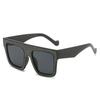 Sunglasses Women'S Trend Large Frame Square Sticky Leather Sunglasses Wear Wind Shade Glasses Men