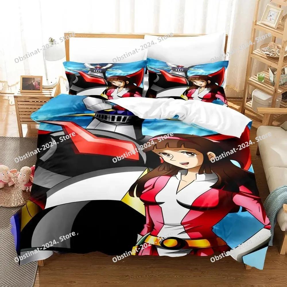 Mazinger Z Bedding Set Printed With Pillowcase Bed Duvet Cover Soft Single Double Queen Super King Size Aldult Kid Bedroom