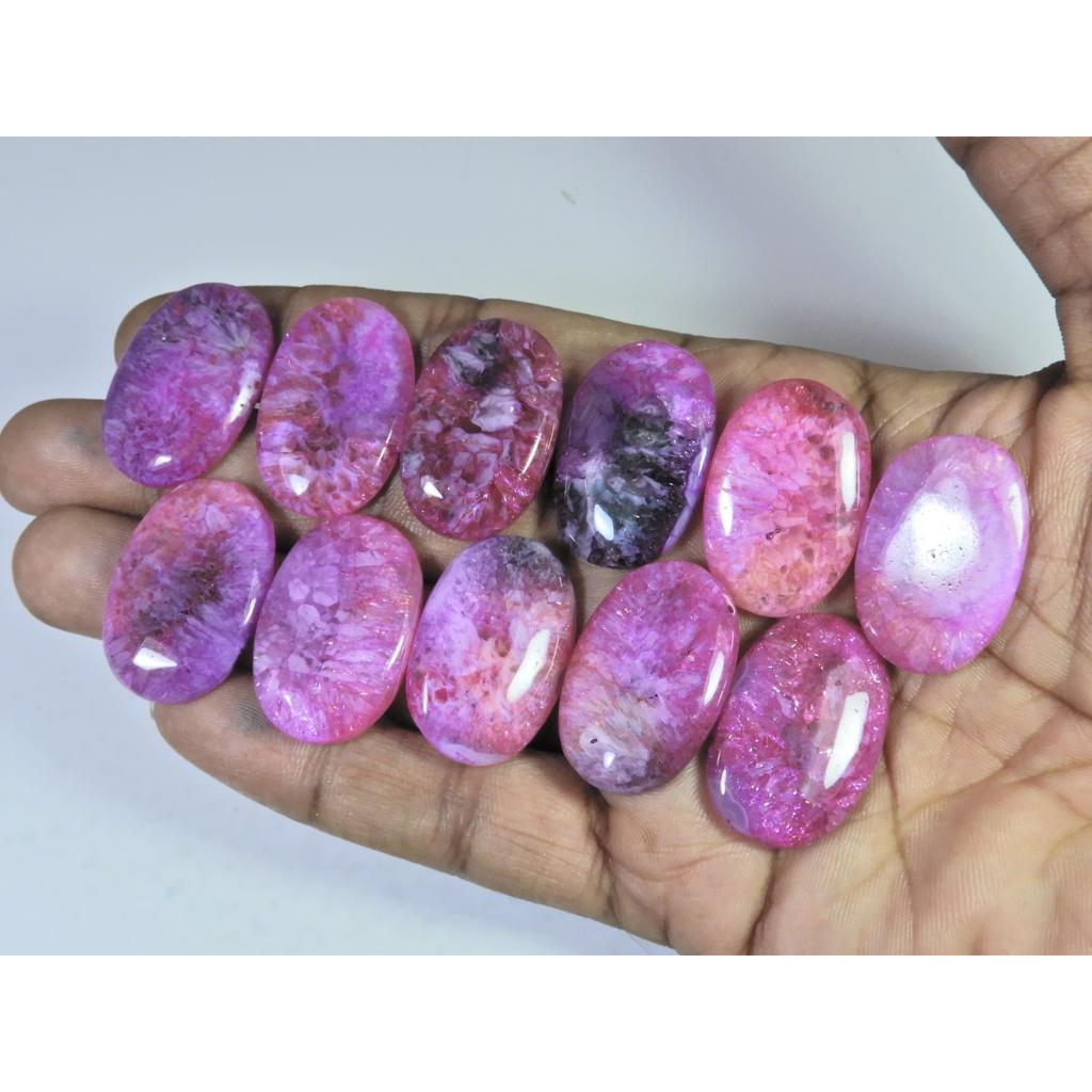 316Cts.Color Enhanced Pink Solar Cab Agate Oval Loose Gemstone 11Pcs Lot C-2127