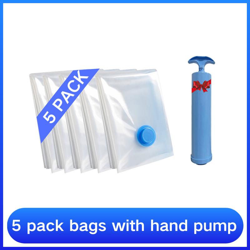 Vacuum Storage Bags With Valve Transparent Folding Compressed Space Storage Bag Travel Seal Packet Organizers For Towel Cloth