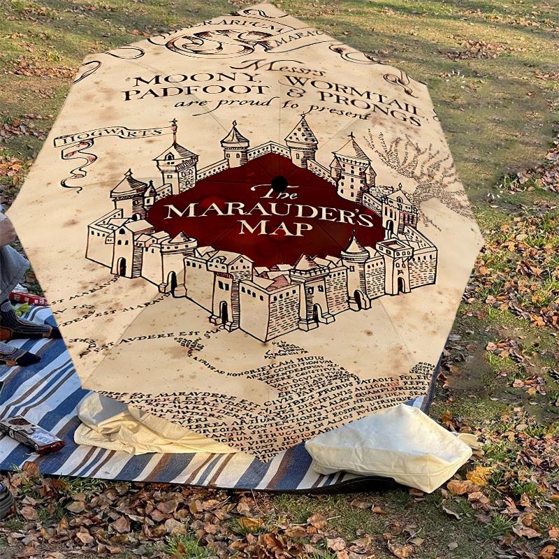 1PC MARAUDER'S MAP Umbrella-8-Rib Reinforced, Automatic Open, Lightweight & Durable, Cute Fashion Accessory for Outdoor, D2615