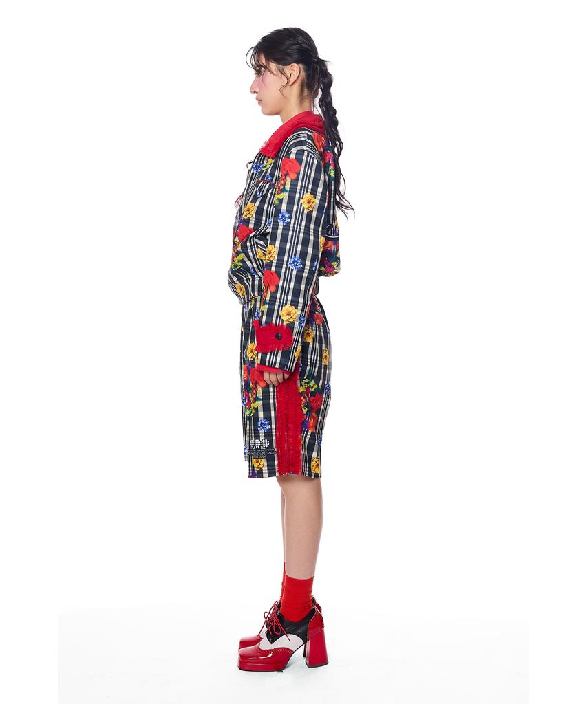 GREEDILOUS Joy Check Ruffle Shorts