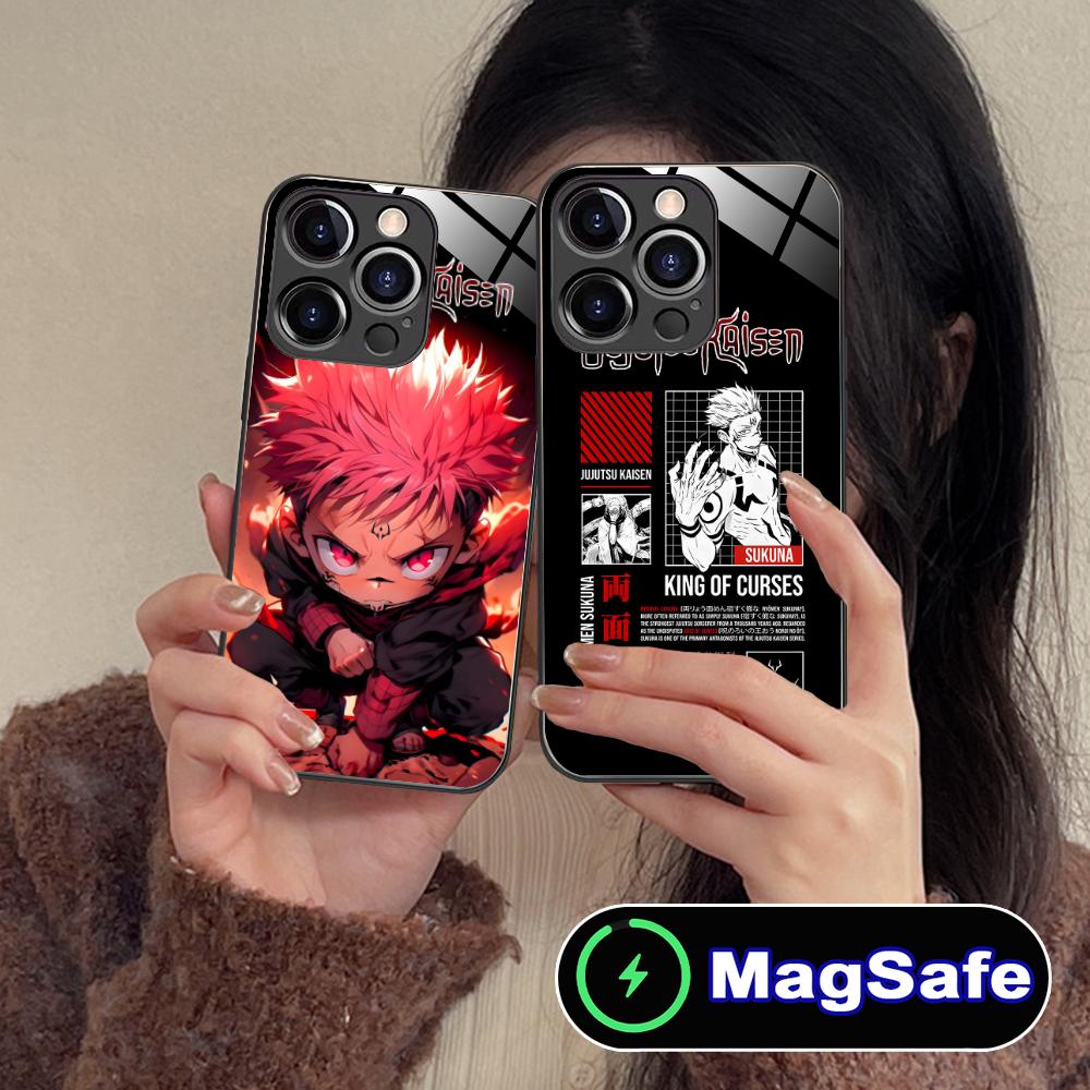 Jujutsu Kaisen Sukuna Mobile Phone Case for iPhone 17 16 15 14 13 12 11 Pro Max Plus Mini MagSafe Glass Colour Cover Cover