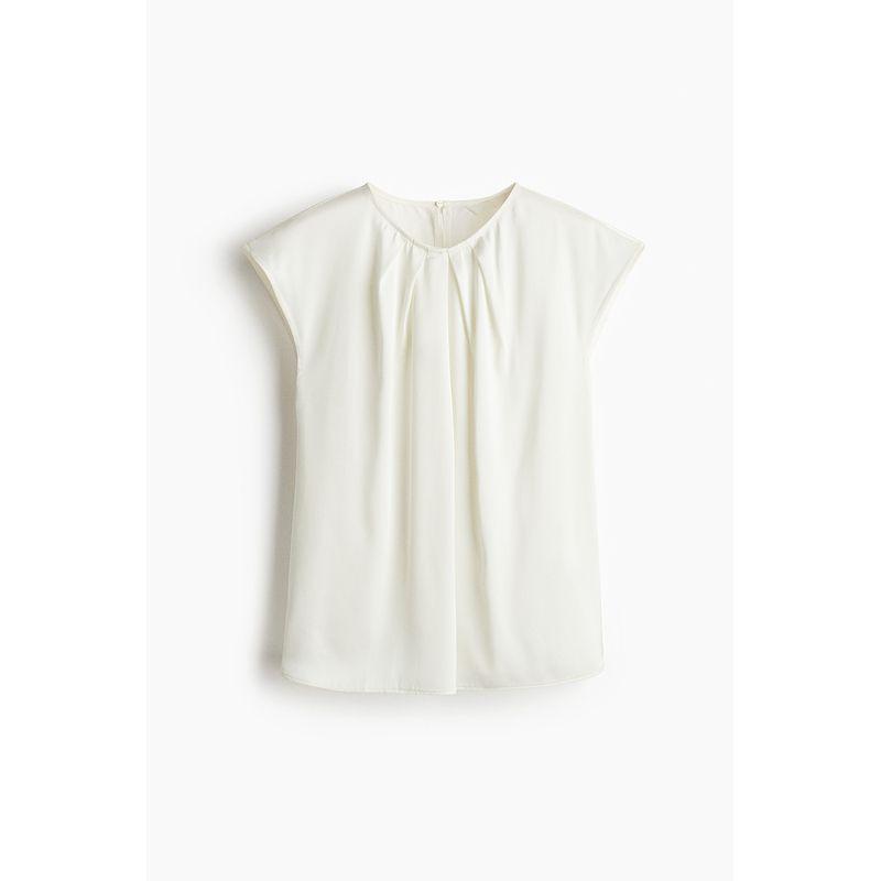 

HM 2025 Лето Новая женская одежда Топ с плиссировкой спереди 1286306 White 150/76