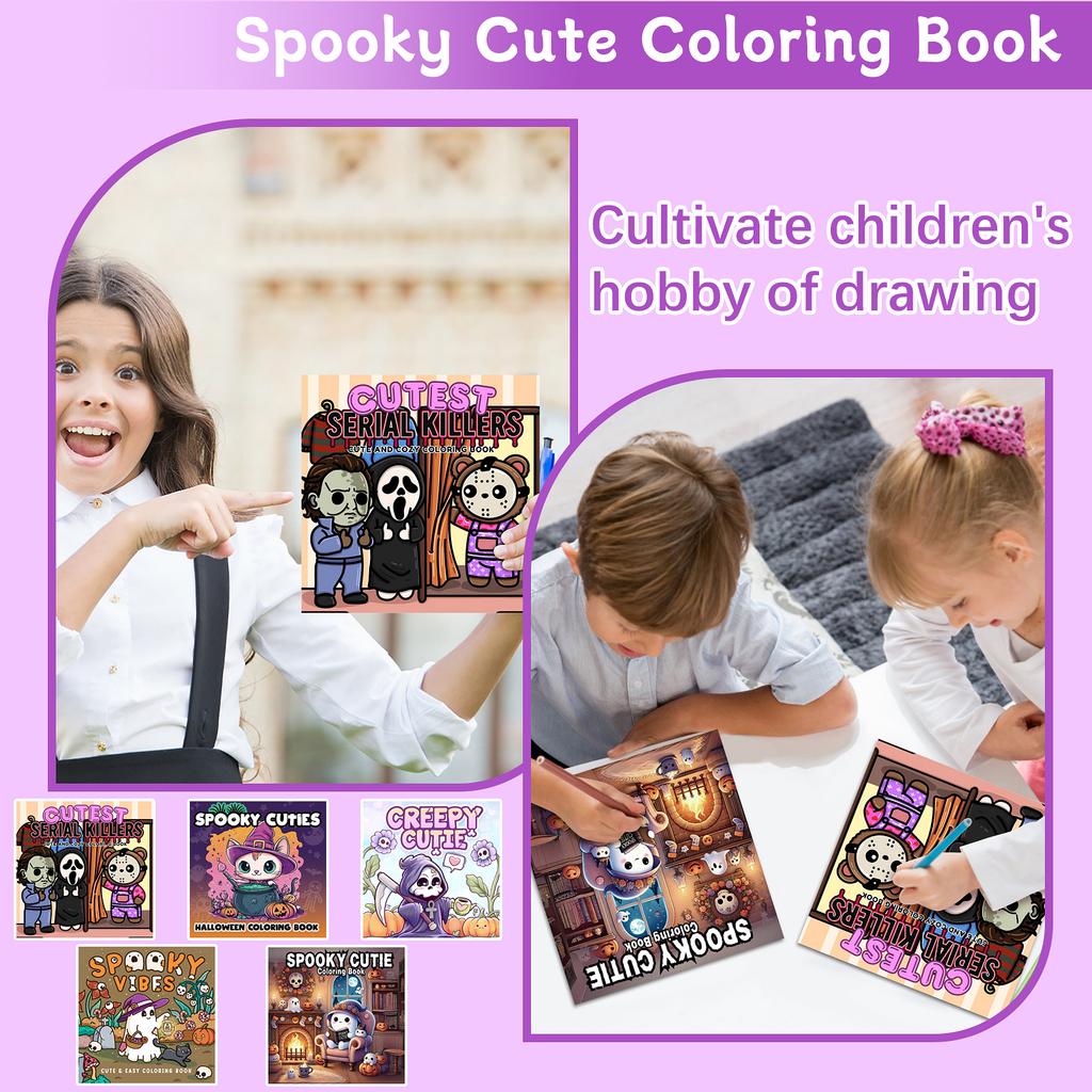 Spooky Cartoon Coloring Book For Teens, Fun And Relaxing Creative Activity Paperback