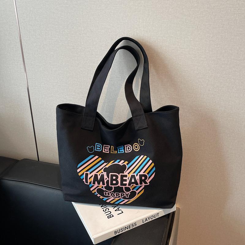 Casual large-capacity canvas bag women's  new alphabet printed tote bag student class shopping bag bag