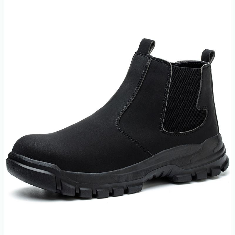 Men Work Boots Puncture-Proof Waterproof Work Shoes Steel Toe Safety Boots Industrial Indestructible Boots Side Zipper Shoes