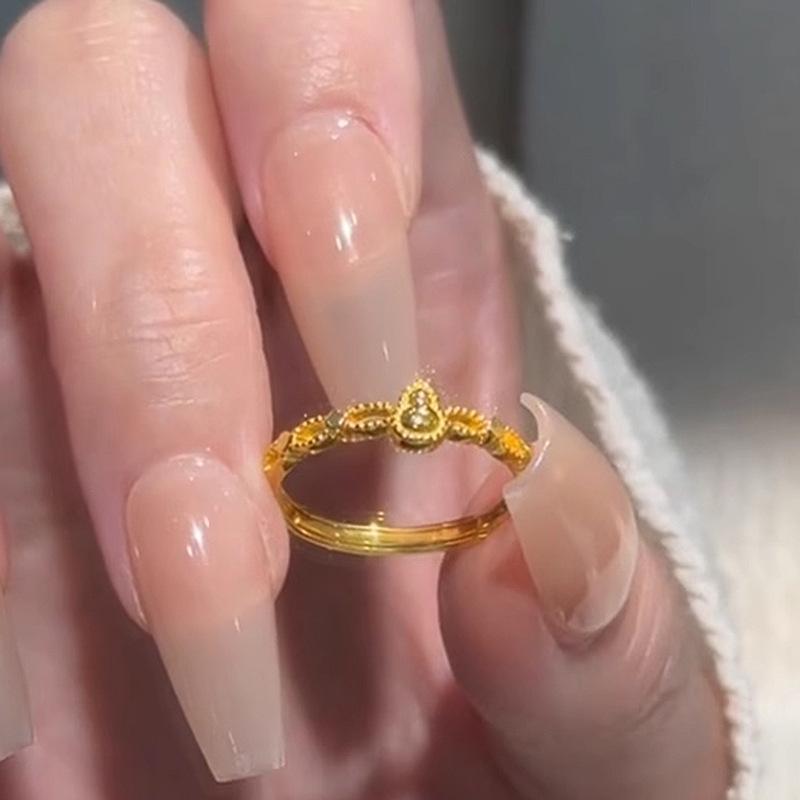 Хит продаж Xiaohongshu Кольцо с золотой филигранью в виде золотой тыквы для женщин - Новый китайский стиль 2026 года для удачи и процветания. Adjustable