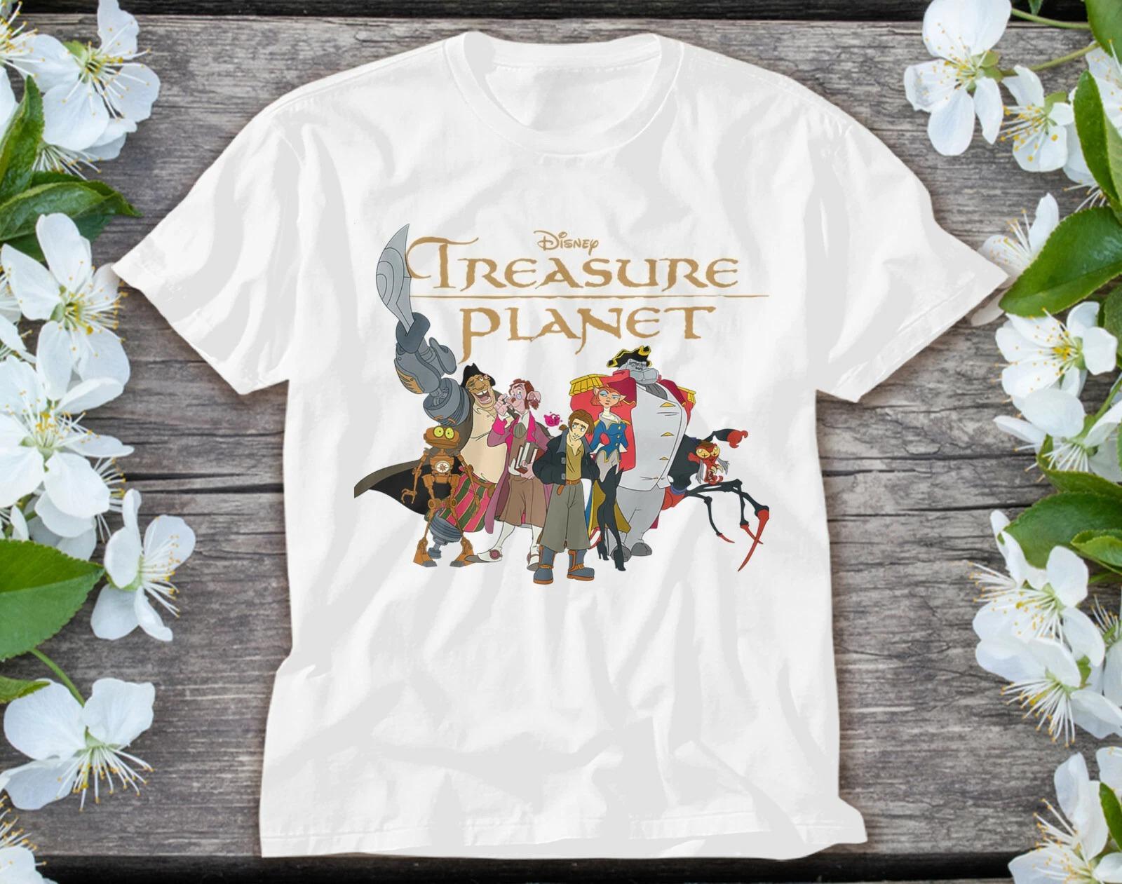 

Летняя Новая Мужская Футболка с Рисунком из Мультфильма «Планета Сокровищ» Disney Для Повседневного Отдыха и Тематических Мероприятий Унисекс Хлопок Короткие Рукава S