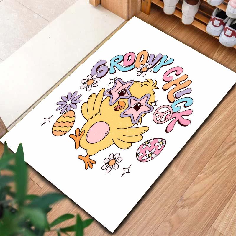 Retro Groovy Chick Carpet Rug For Living Room Bedroom Home Sofa Decoration Kids Play Nonslip Floor Mat