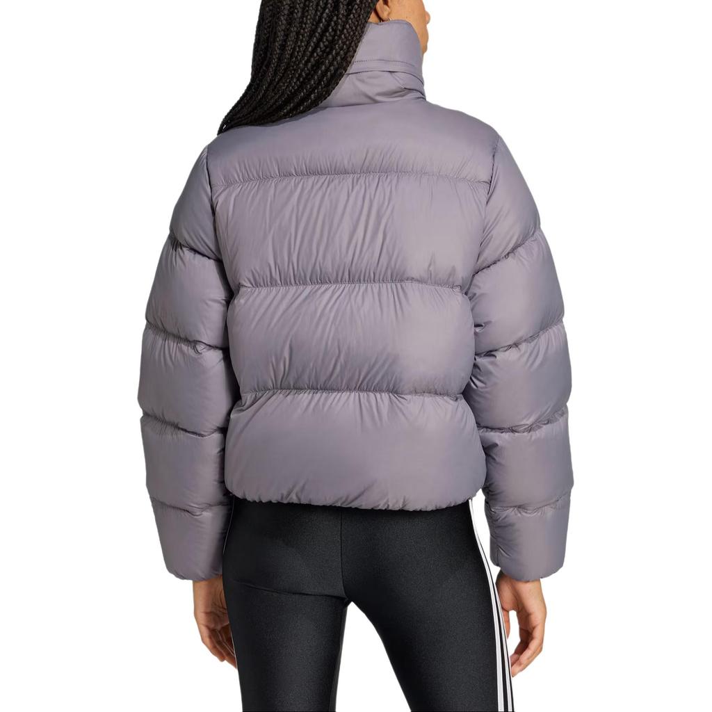 Adidas Originals Regendown Puffer Crop Zip Teplá Sportovní Volná Dlouhý Rukáv Prošívaná Bunda Ženy bundy Stínově Šedá IY2374