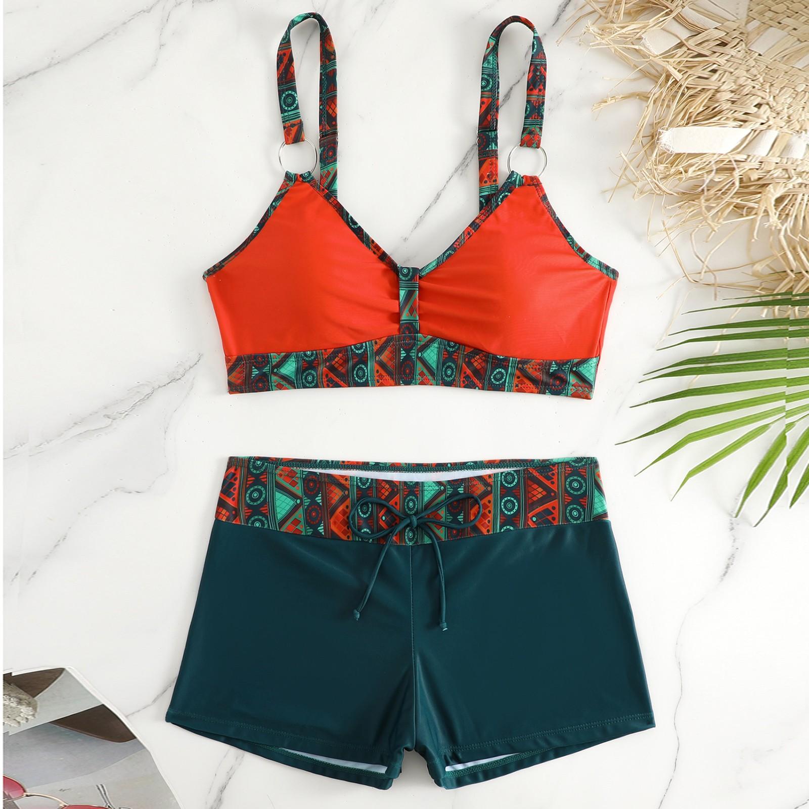 

Женский раздельный модный сексуальный купальник-бикини с принтом и подкладкой для груди без стальных скобок XXXXXL шафрановый