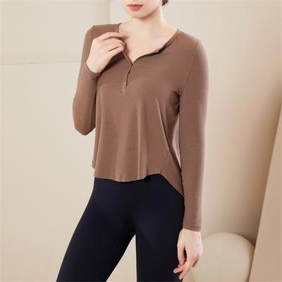 Loose Fitness Yoga Long Sleeved T-shirt Quick Drying Cover Shirt Autumn New Versatile Thread Sports Fitness Suit Top For Women