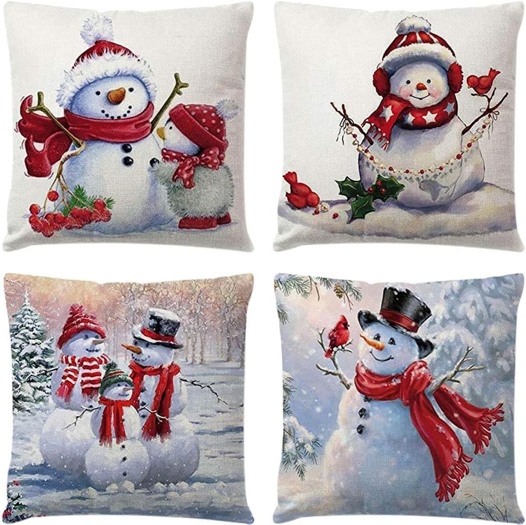 New Christmas Decoration Christmas Pillowcase 18 X 18 Inch Set of 4 Christmas Collection Cushion Pillowcases Custom Zipper Squar