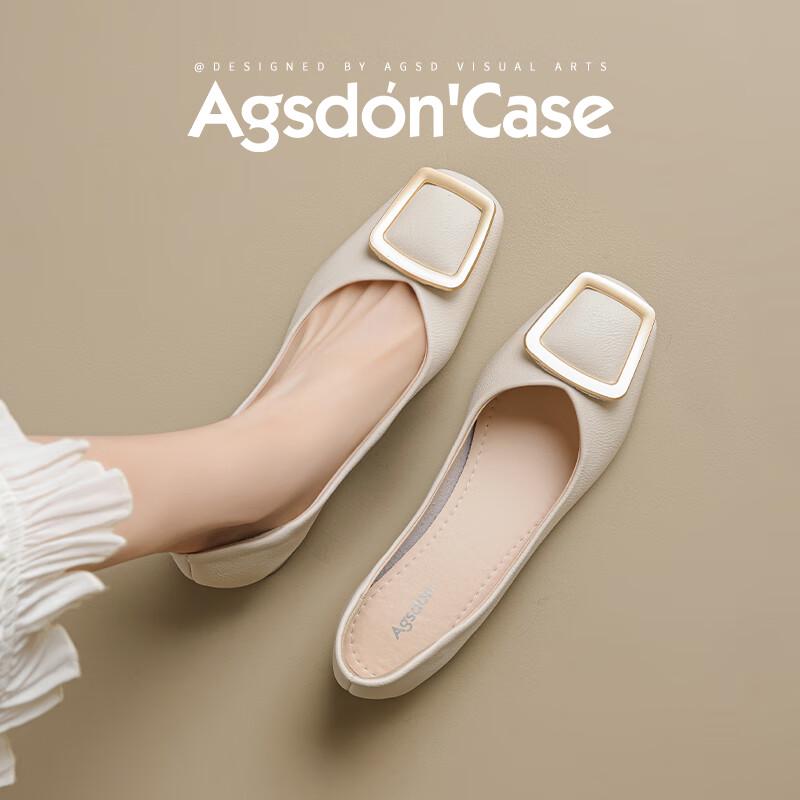 Agsdon Women s Square Toe Block Heel Loafers 35