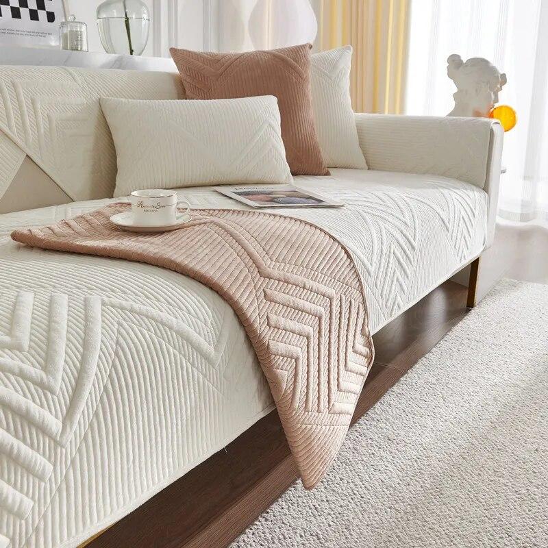 

Новые утолщенные жаккардовые чехлы на диван, Нескользящий коврик для дивана, осенне-зимние чехлы для дивана для гостиной, однотонная мягкая диванная подушка 90x210cm 1pcs