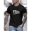 European Size Men's American Flag & Cross Print T-Shirt - Breathable Regular Fit Short Sleeve Tee for Gym, Washable Holiday Gift