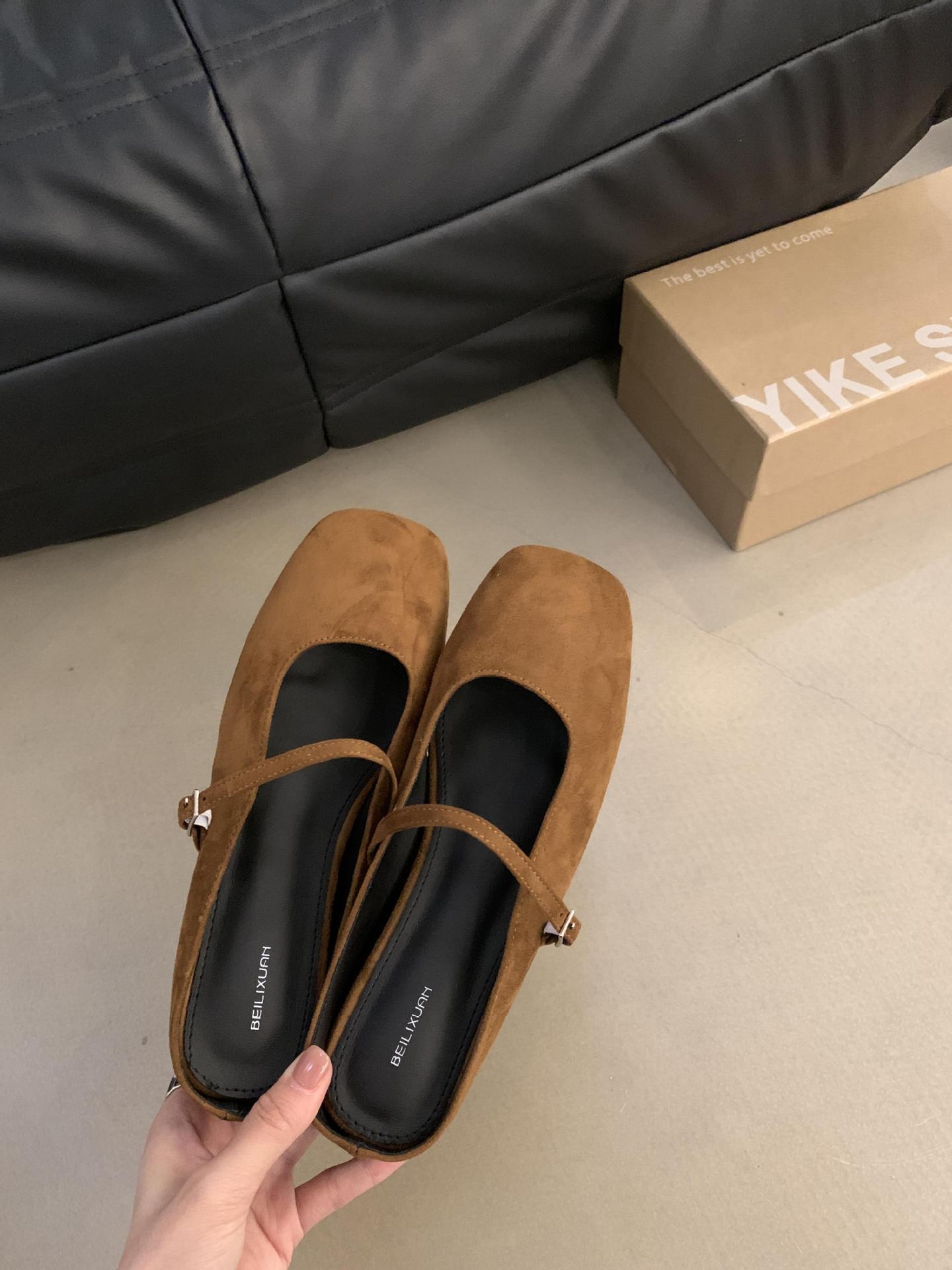 

Внутренняя сумка-мешок с увеличенной головкой, полутапочки, женская одежда, осень 2024, новые французские ретро-замшевые туфли в стиле феи Мэри Джейн 35 коричневый