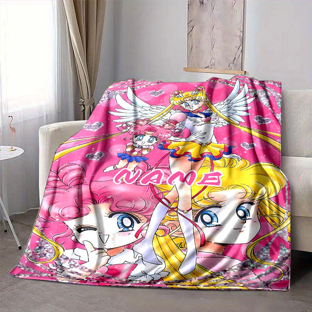 Custom 1pc Sailor Moon Adventure Blanket, Soft And Comfortable Blanket, Casual Warm, Camping Travel Blanket, Birthday Gift Q91385