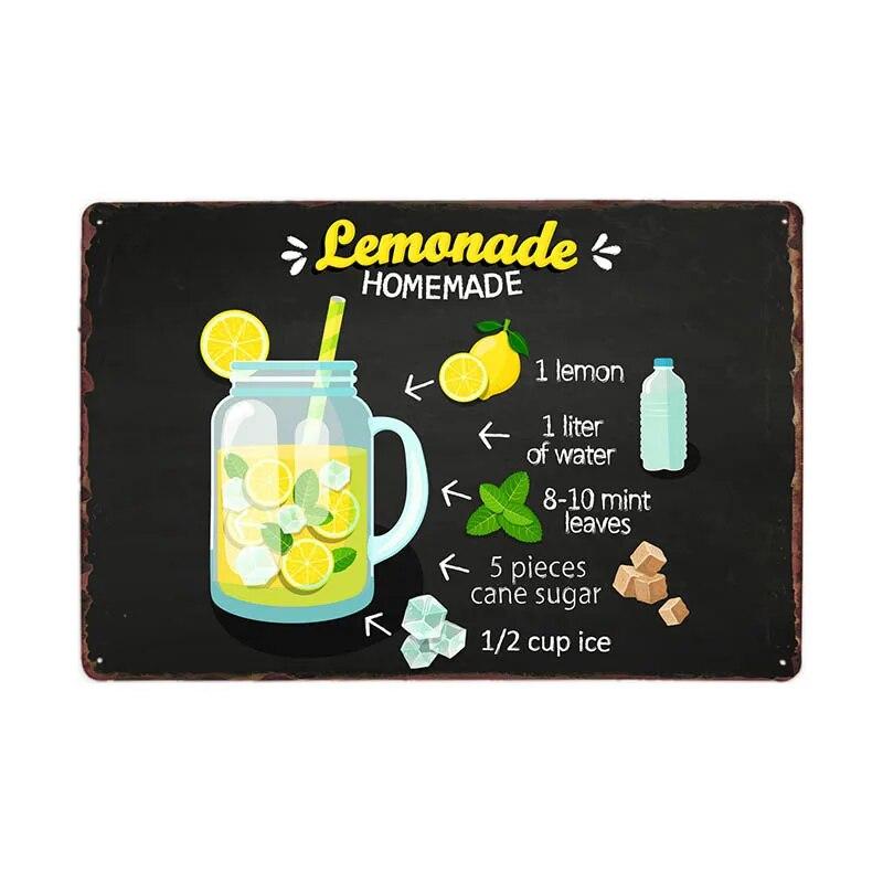 Lemonade Drink Candies Vintage Tin Signs Cafe Bar Pub Retro Wall Decor Metal Poster 20x30cm