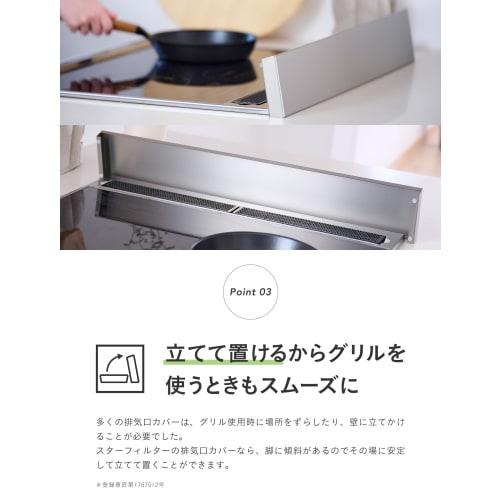 Standable Exhaust Vent Cover, 60cm, Stainless Steel, Fingerprint-Resistant, 20kg Weight Capacity, Anti-Fingerprint Coating, Slim, Silver, Flat Type, F