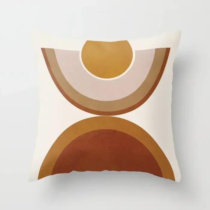 Modern Abstract Pink Brown Geometric Pillowscase Fashion Decorative Pillows Cover Livingroom Sofa Cushions Cover 45*45cm