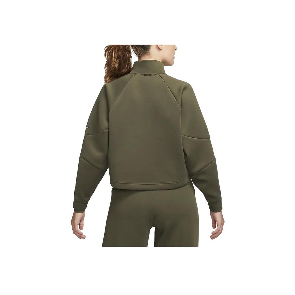 Nike Dri-Fit Solid Color Stand Collar Half-Zip Quick-Drying Casual Crop Sweatshirt Women Tops Khaki-Green FB5231-325