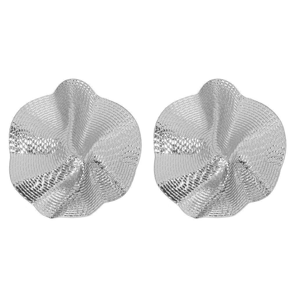 European and American Jewelry Pleated Lotus Leaf Earrings, Personalized Exaggerated Metal Design, Senior Dinner Party Wearing Internet Celebrity