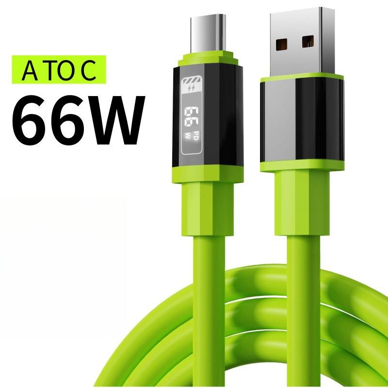 

240W Silicone Digital Display Super Fast Charging USB C To Type-C Cable with Real-Time Power Display for Huawei, , Samsung 1.5m