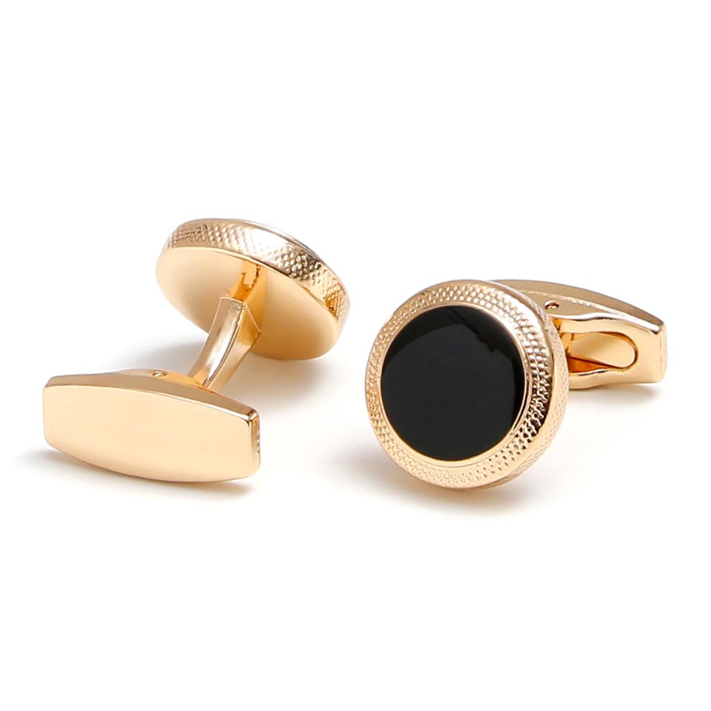 Men's cufflinks, classic simplicity inlaid with black square shirt buttons, cross-border jewelry 1 pair of spot wholesale delivery