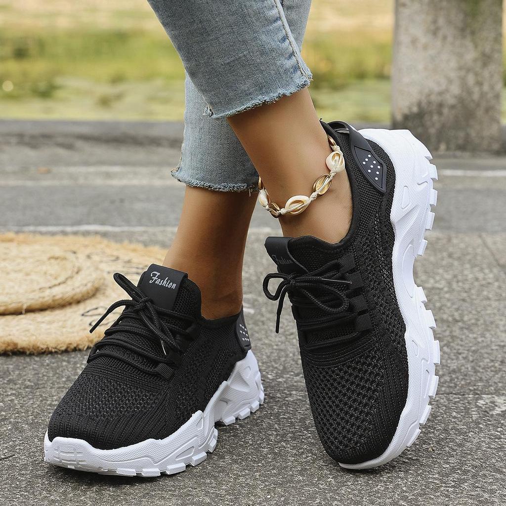 Scarpe da Ginnastica Tessute Volanti da Donna Taglie Forti, Suola Morbida Antiscivolo, Scarpe da Corsa Casual, Scarpe Sportive Leggere Traspiranti Comode per Donne