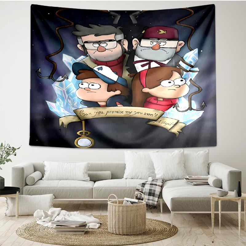 Gravity Falls Print Tapestry - Portable Wall Decor Cloth, for Home, Dorm, Travel, Bedroom, Living Room - Ideal Birthday Housewarming Gift