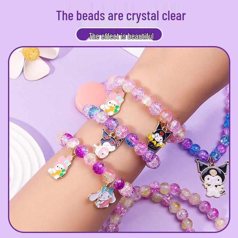 Kids' DIY Glazed Crystal Bead Bracelet & Necklace Craft Set