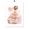 Kawaii Fawn Bunny Fox Princess Crown Wall Art Canvas Painting Posters and Prints Nordic Children's Room Decoration Pictures