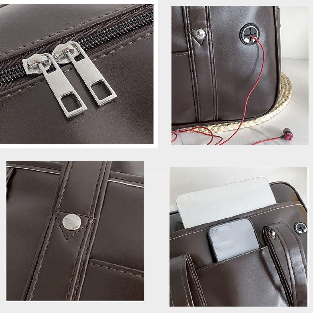 PU Leather JK Uniform Bag Solid Color Retro Handbag Preppy Style Shoulder Bag Commuting Junior High School Crossbody Bag