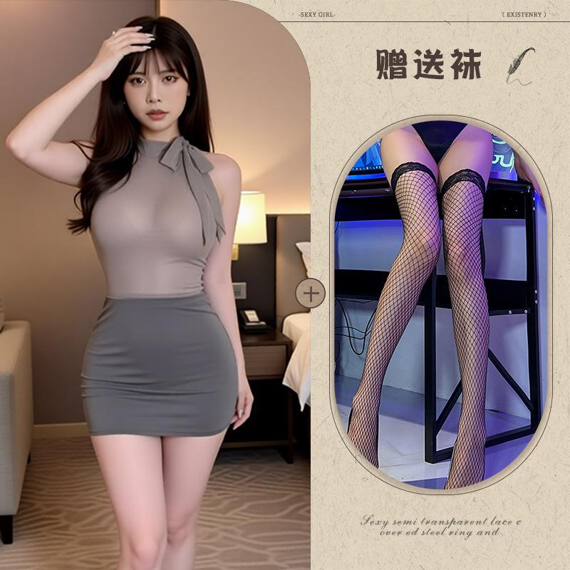 Love City Sex Underwear Sexy Seduction Secretary Hip Wrap Skirt Pure Flirting Uniform Perspective Suit Female
