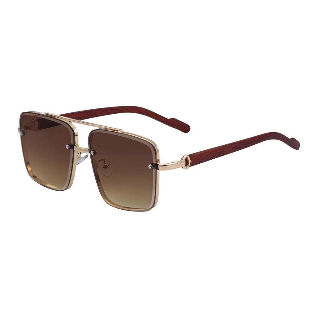 JYL TS Men's Square Cut-Edge - Wood-Grain Temple Trendy Sun Eyewear ZZC-7563